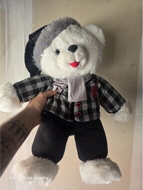 Snowflake Teddy Bear Male Winter Christmas White Plush Stuffed Animal